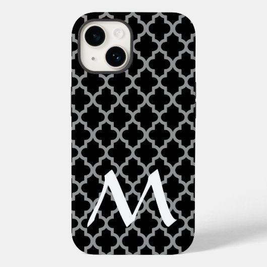Black Moroccan Moods Quatrefoil Case-Mate iPhone Case (Achterkant)