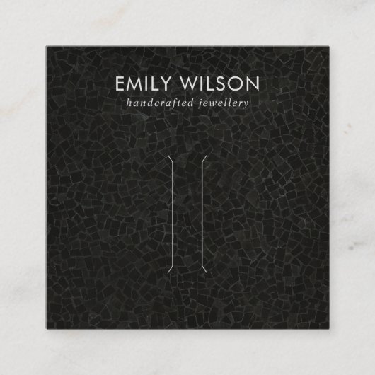 BLACK MOSAIC TILE TEXTURE HAIR CLIP DISPLAY-KAART VIERKANTE VISITEKAARTJE (Voorkant)