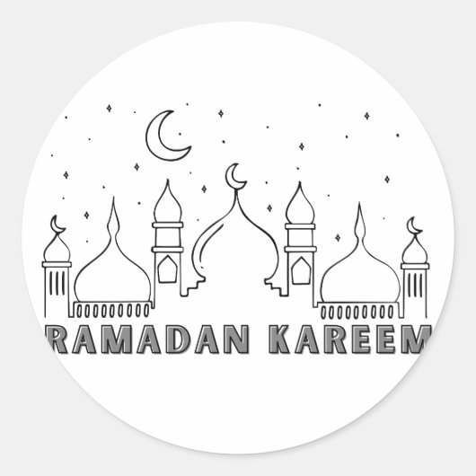 Black Mosque Ramadan Kareem Ronde Sticker (Voorkant)
