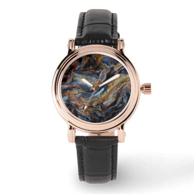 Black Mottled Pietersite Horloge (Voorkant)