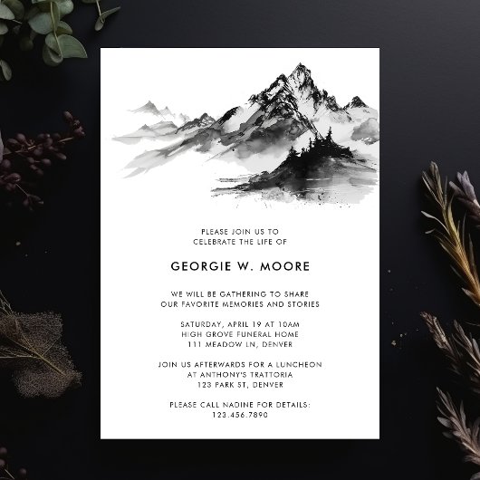 Black Mountain Forest begrafenis viering van het l Kaart