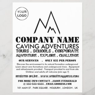 Black Mountain Logo, Caving Adventure Adverteren Flyer