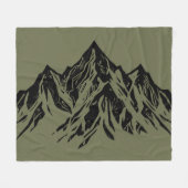 Black Mountain Peak | Modern Moss Green Hiking Fleece Deken (Voorkant (Horizontaal))