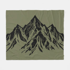 Black Mountain Peak | Modern Moss Green Hiking Fleece Deken