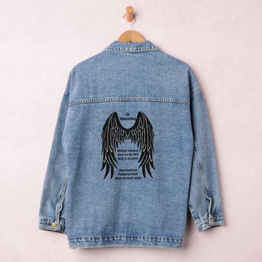 Black Mourning Wings Gepersonaliseerde naam & data Denim Jacket (Hangar)