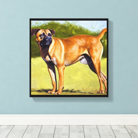 Black Mouth Cur Dog Canvas Afdruk (Insitu (Houten vloer))