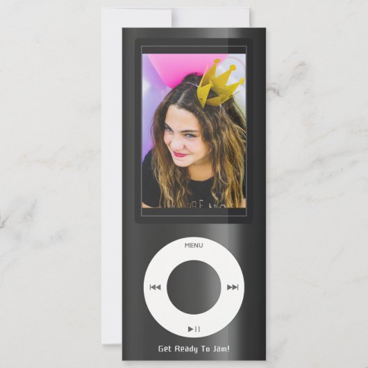 Black MP3 Music Player Birthday Kaart (Voorkant)