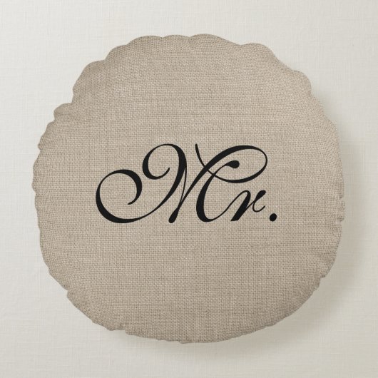 Black Mr Burlap Ronde Sierkussen Rond Kussen (Voorkant)