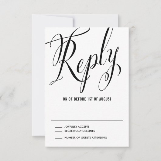 Black Mr. en Mrs Elegant Script Wedding RSVP Kaartje (Voorkant)