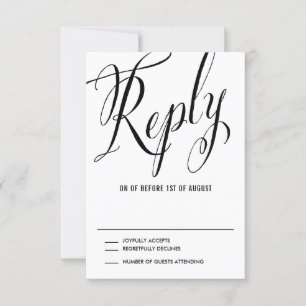 Black Mr. en Mrs Elegant Script Wedding RSVP Kaartje