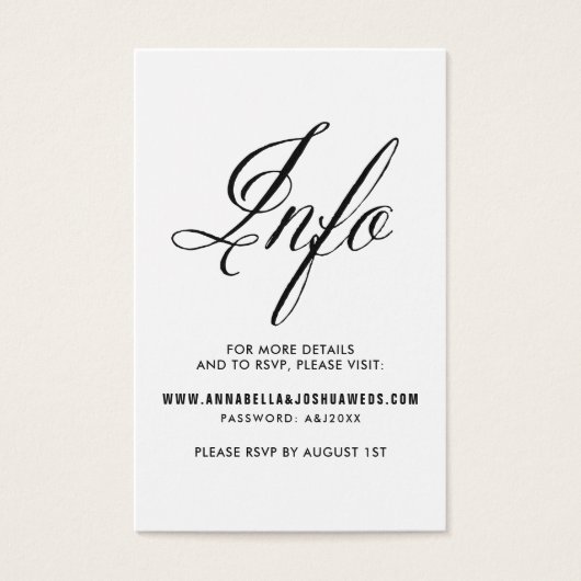 Black Mr. & Mrs Elegant Script Wedding Website I Visitekaartjes (Voorkant)