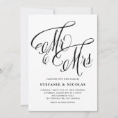 Black Mrs. & Mrs. Rustic Script QR Code Wedding Kaart (Voorkant)