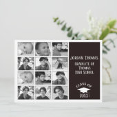 Black Multi Photo Afstudeerder Photo Invitation 7  Kaart (Staand voorkant)
