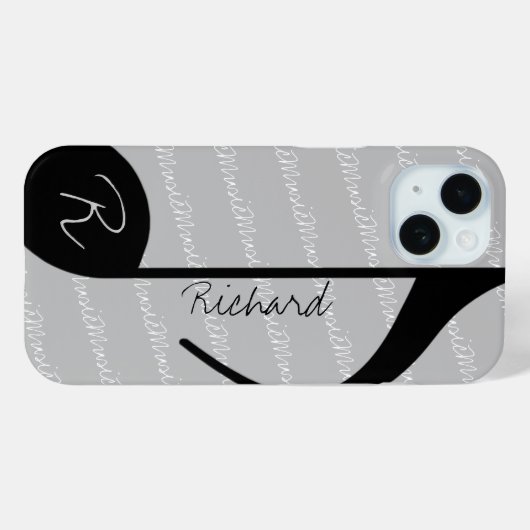 Black Music Note met aangepaste naam Case-Mate iPhone Case (Achterkant (horizontaal))