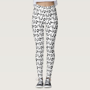 Black Music Notes Leggings