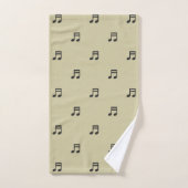Black Music Notes Pattern on Light Beige (Serviette à main)