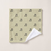 Black Music Notes Pattern on Light Beige (Gant de toilette)