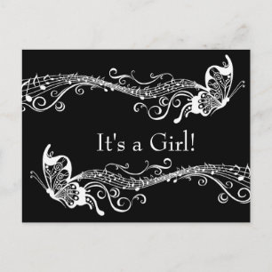 Black Musical Butterflies Baby shower Uitnodiging Briefkaart