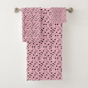 Black Musical Notes Design Ensemble de serviettes 