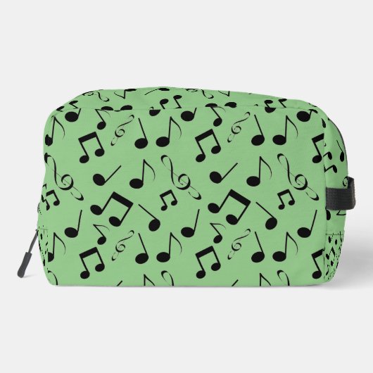 Black Musical Notes Design Kit Dopp Sac (Verso)