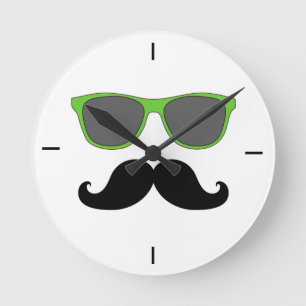 Black Mustache Green Sunbril Wall klok