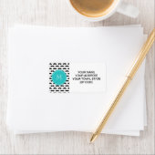 Black Mustache Pattern, Blauwgroen Monogram Etiket (Insitu)