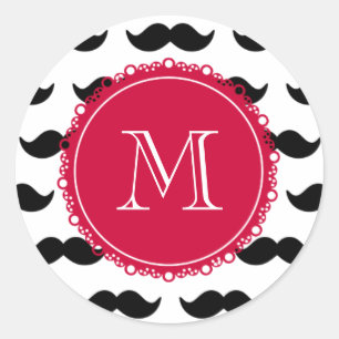 Black Mustache Pattern Ronde Sticker