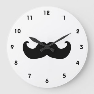 Black Mustache wall klok met cijfers