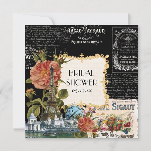 Black n Cream Eiffeltowerparen Kaart (Achterkant)