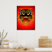 Black 'n Gold Chinese Dragon Face Posters (Cuisine)