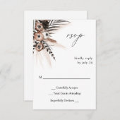 Black & Natural Floral Boho no Meal RSVP 2 (Voorkant / Achterkant)