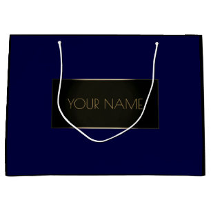 Black Navy Gold Minimal Name Luxury Brand VIP Groot Cadeauzakje
