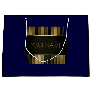 Black Navy Gold Minimal Name Luxury Branding Groot Cadeauzakje