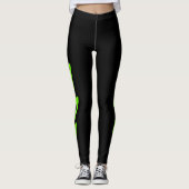 Black Neon Green Lightning Bolt Leggings (Voorkant)