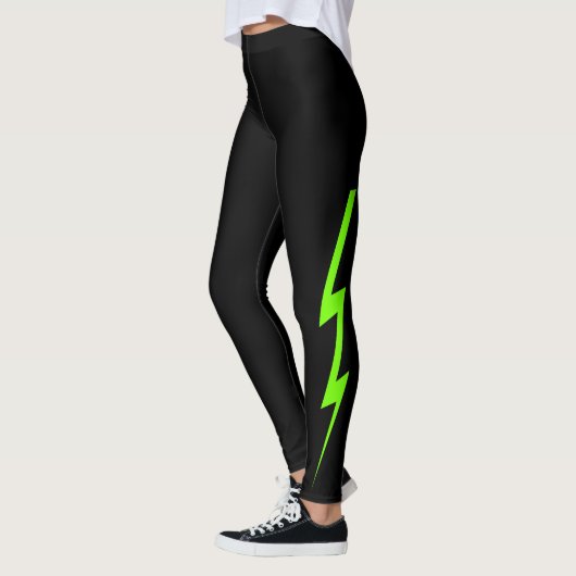 Black Neon Green Lightning Bolt Leggings (Links)
