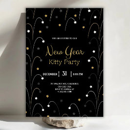 Black New Year invitation card with gold Kaart