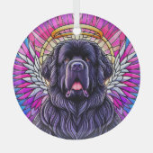 Black Newfie Angel Ronde Ornament (Voorkant)