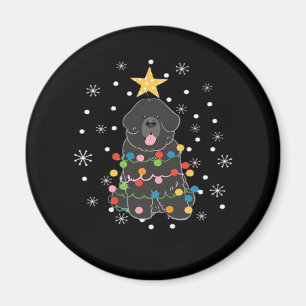 Black Newfie Newfoundland Hond Kerstboom Klasse Magneet