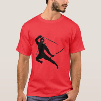 Black Ninja op rood T-shirt