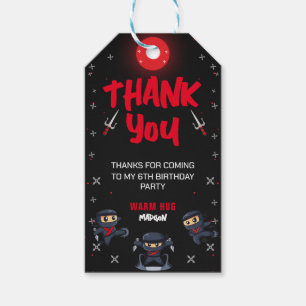 Black Ninja Verjaardag Party Gift Label Cadeaulabel