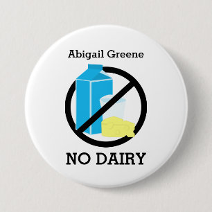 Black No Dairy Allergy Alert Kinder Gepersonalisee Ronde Button 7,6 Cm