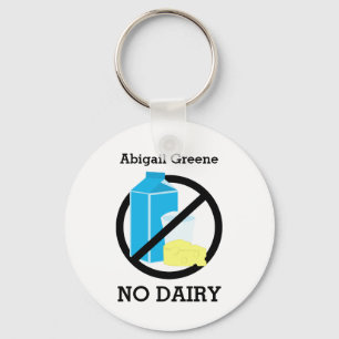 Black No Dairy Allergy Alert Kinder Gepersonalisee Sleutelhanger