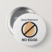 Black No Eggs Kinder Egg Allergy Alert Ronde Button 7,6 Cm (Voorkant /achterkant)