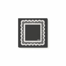 Black Notes with White Doily Trim
