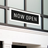 Black Now Open Banner (Buitenkant Gebouw)