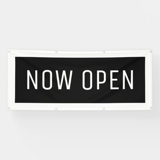 Black Now Open Banner (Horizontaal)