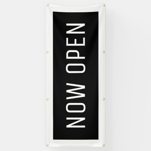 Black Now Open Banner (Verticaal)
