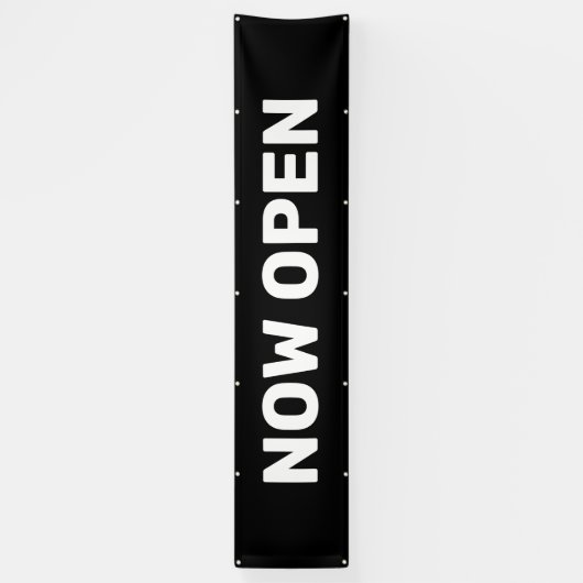 Black Now Open Banner (Verticaal)