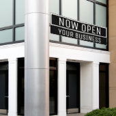 Black Now Open Banner (Buitenkant Gebouw)