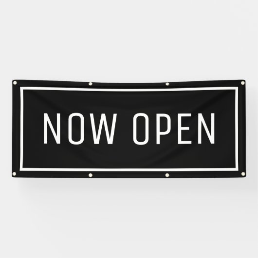 Black Now Open Banner (Horizontaal)